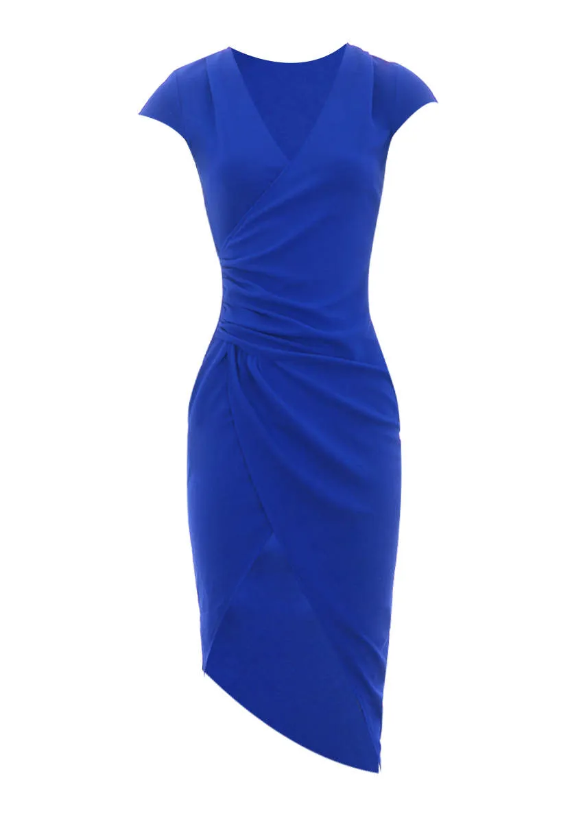 Blue Wrap Ruched Midi Dress sold by AX Paris product image thumbnail 4