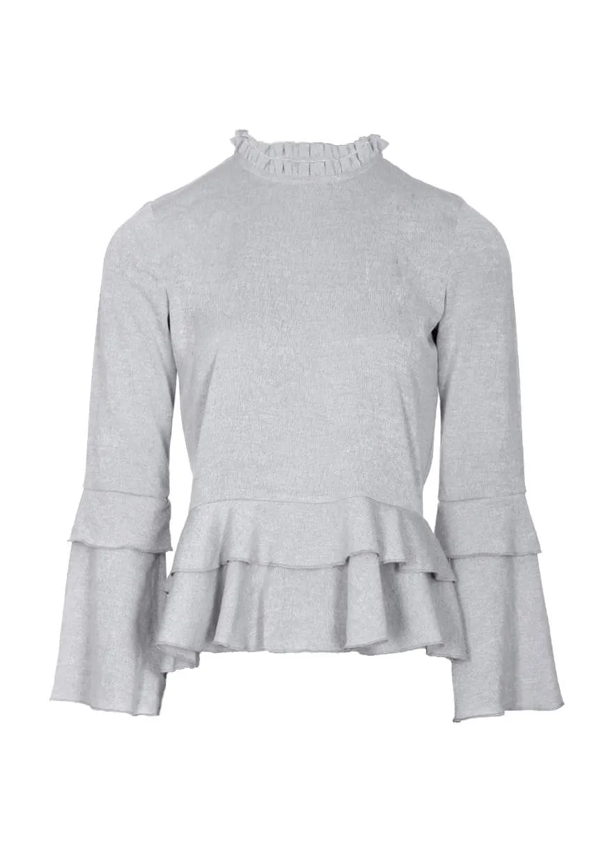 Silver High Neck Bell Sleeve Top sold by AX Paris product image thumbnail 4