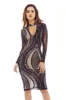 Black/Nude Mesh Bodycon Dress with Contrast Cut-Out-Neck Style sold by AX Paris