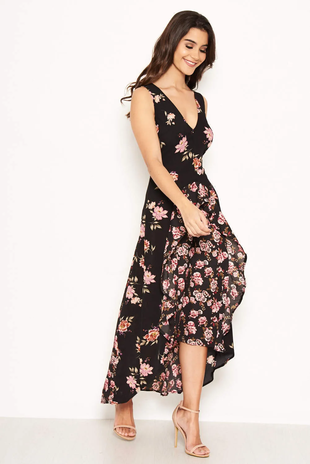 Black Floral V Neck Maxi Dress sold by AX Paris product image thumbnail 2