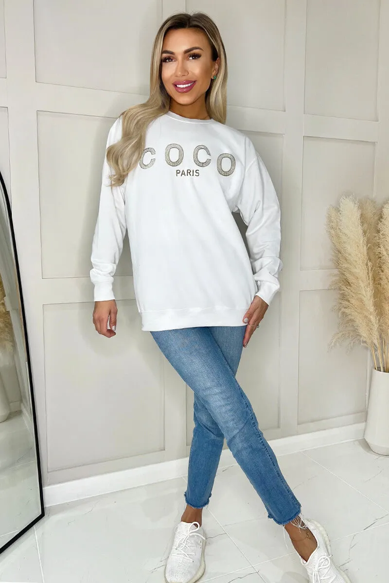 White Coco Gold Slogan Sweatshirt sold by AX Paris product image thumbnail 3