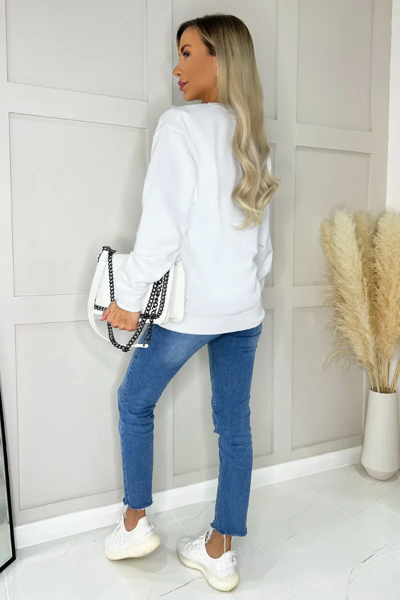 White Coco Gold Slogan Sweatshirt sold by AX Paris product image thumbnail 4