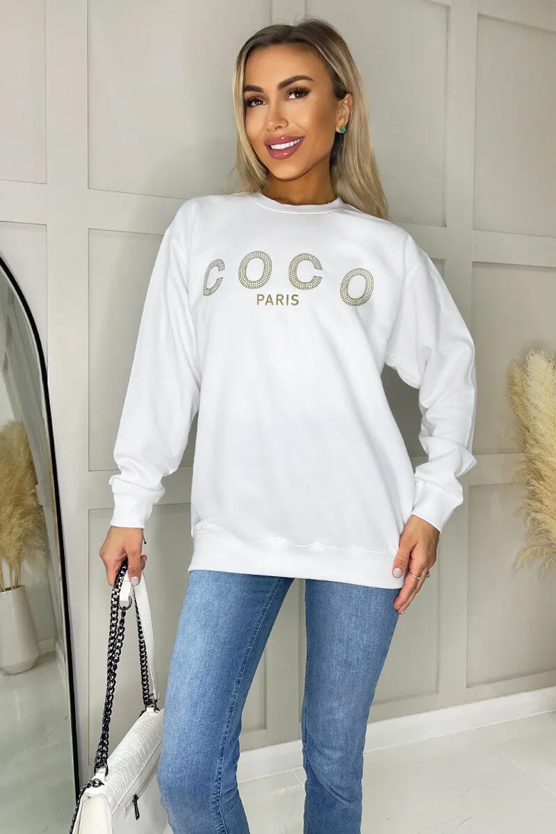 White Coco Gold Slogan Sweatshirt sold by AX Paris product image thumbnail 2