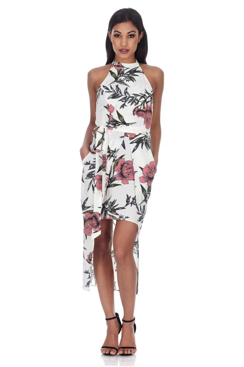 Cream Floral Wrap Over Skirt Dress sold by AX Paris product image thumbnail 2