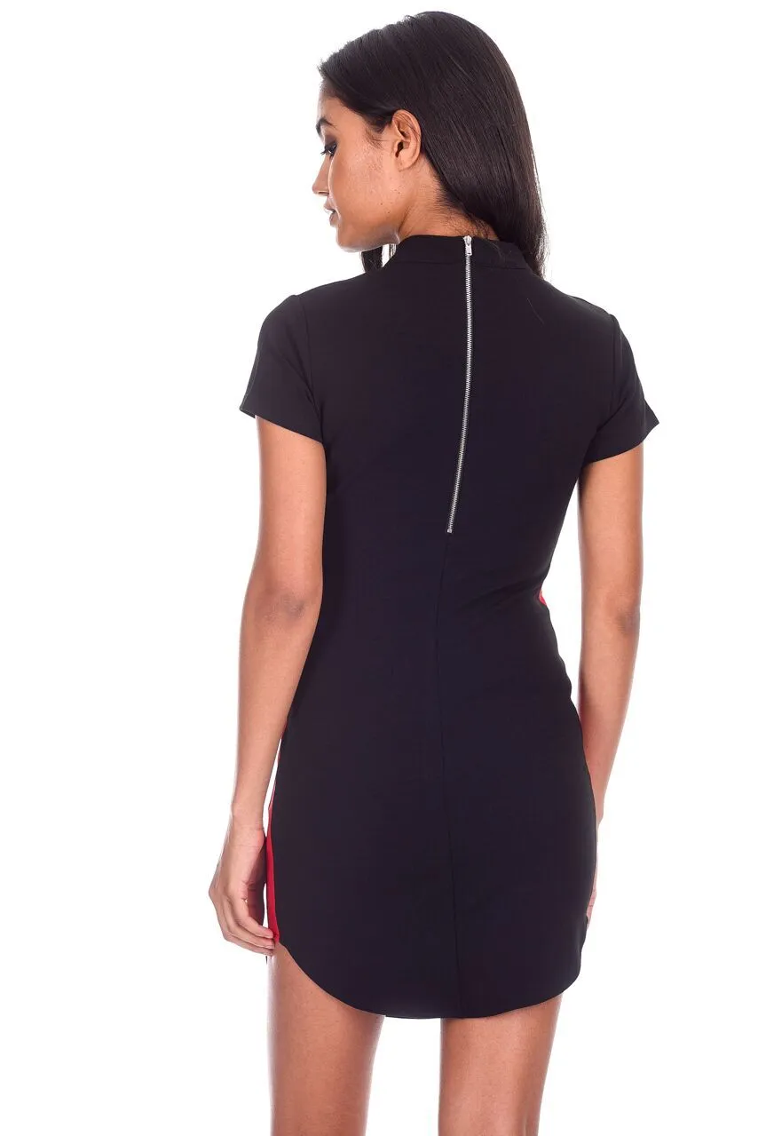Black Mini Dress With Red Panel Detail sold by AX Paris product image thumbnail 3