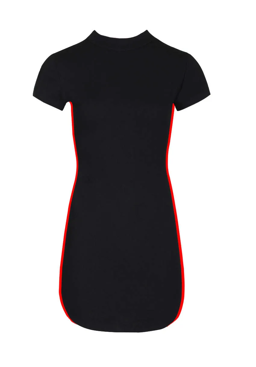 Black Mini Dress With Red Panel Detail sold by AX Paris product image thumbnail 4