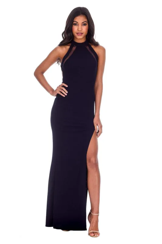 Navy Mesh Detailing Maxi Dress sold by AX Paris