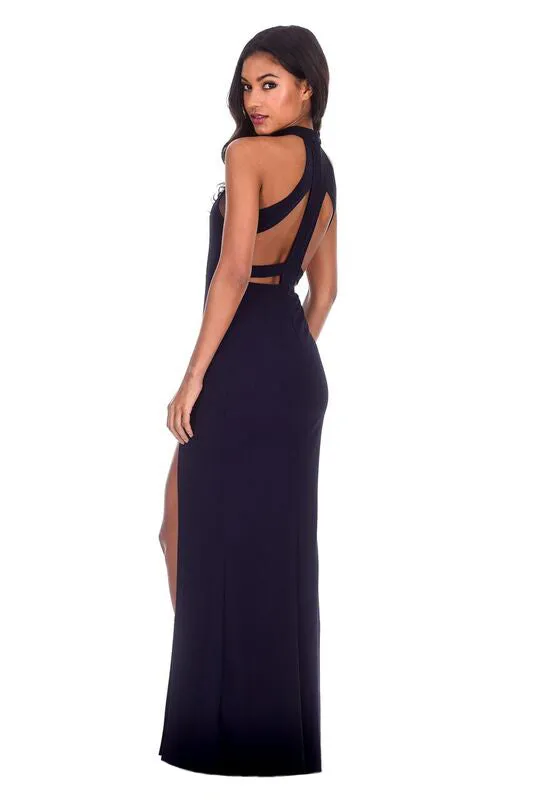 Navy Mesh Detailing Maxi Dress sold by AX Paris product image thumbnail 3
