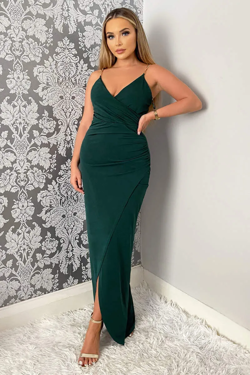 Teal Wrap Over Midi Dress With Chain Straps sold by AX Paris product image thumbnail 2