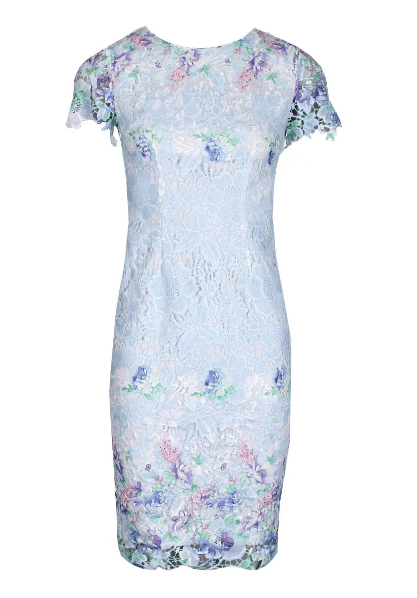 Blue Floral Detail Crochet Midi Dress sold by AX Paris product image thumbnail 4