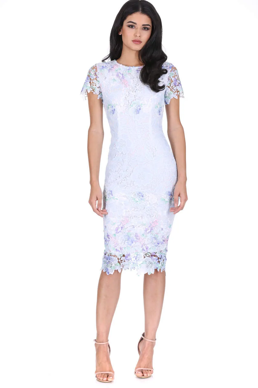 Blue Floral Detail Crochet Midi Dress sold by AX Paris product image thumbnail 2