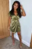 Olive Polka Dot Pleated Wrap Dress sold by AX Paris