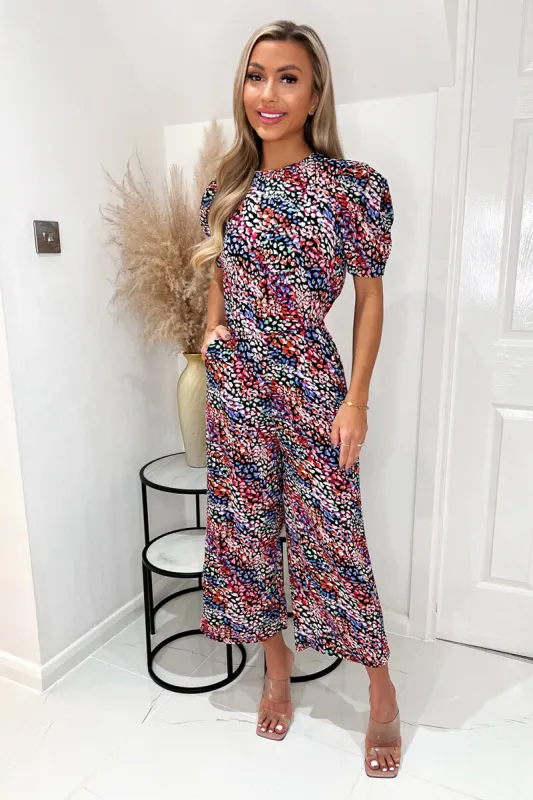 Multi Animal Printed Short Sleeve Jumpsuit sold by AX Paris