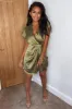 Olive Polka Dot Pleated Wrap Dress sold by AX Paris