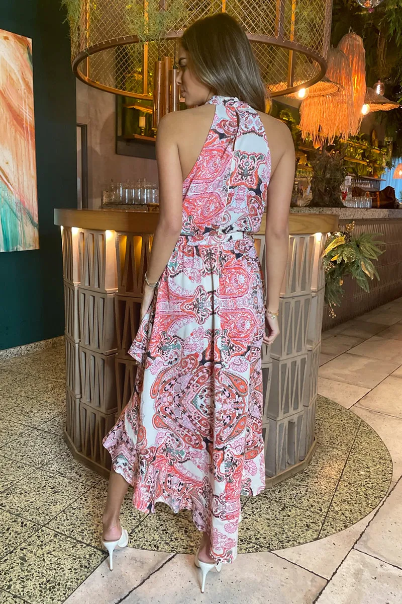 Multi Print Paisley Halter Neck Tie Waist Midi Dress sold by AX Paris product image thumbnail 5