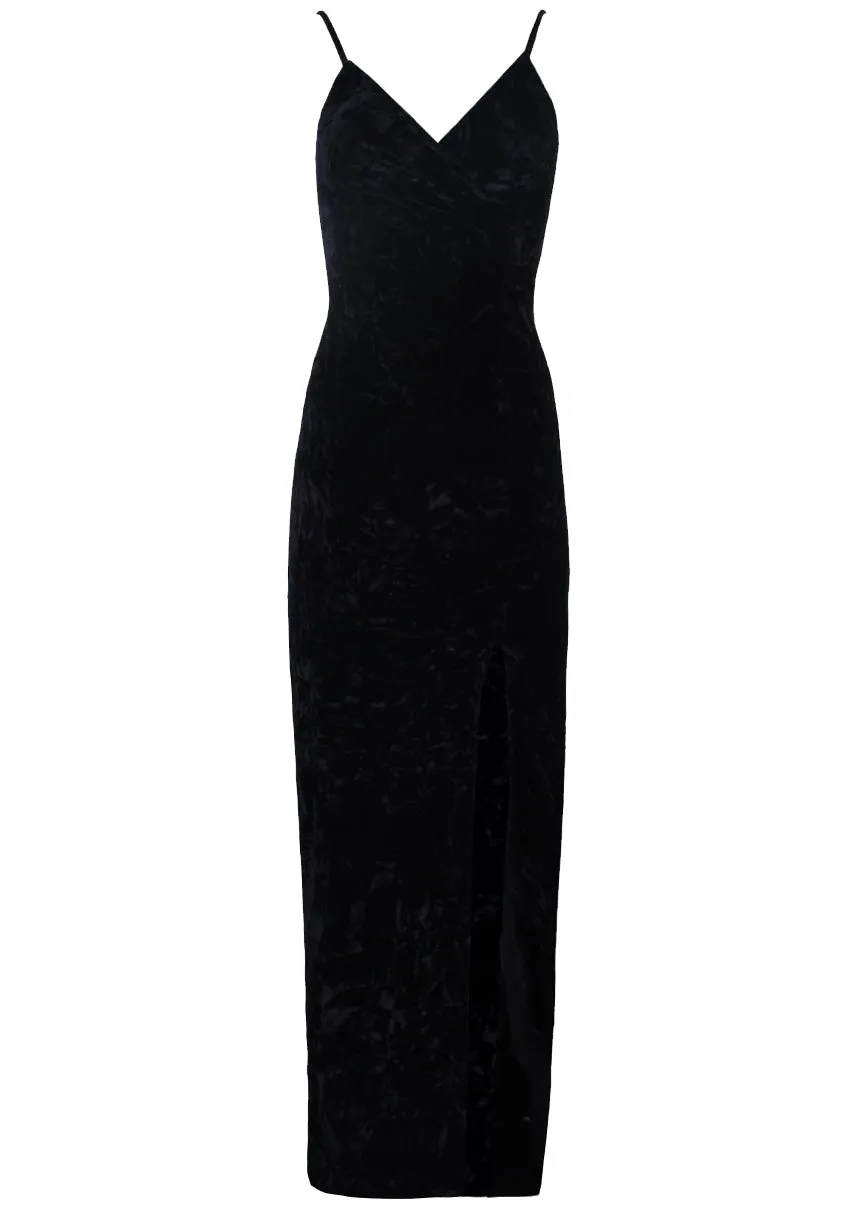 Black Velvet Wrap over Slit Dress sold by AX Paris product image thumbnail 4
