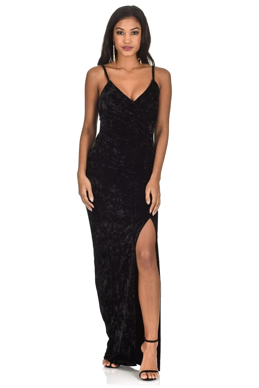 Black Velvet Wrap over Slit Dress sold by AX Paris product image thumbnail 2