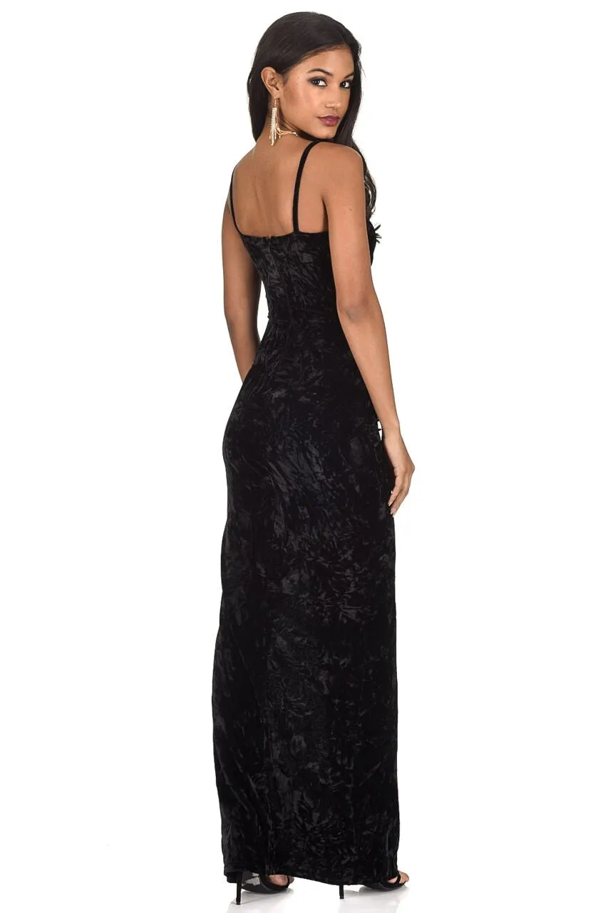 Black Velvet Wrap over Slit Dress sold by AX Paris product image thumbnail 3