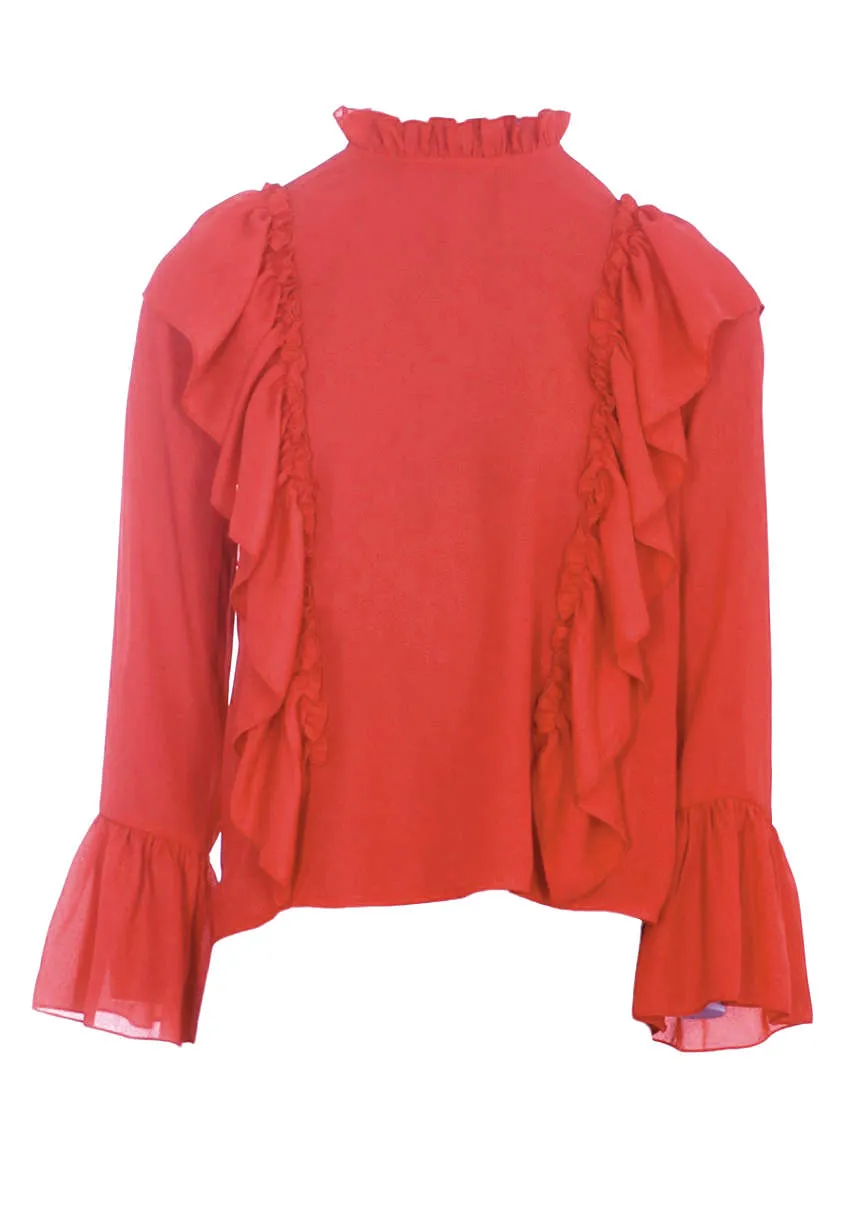 Red Frill Long Sleeved Top sold by AX Paris product image thumbnail 4