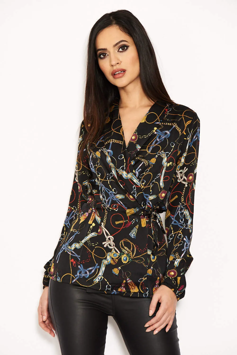 Black Chain Print Top sold by AX Paris