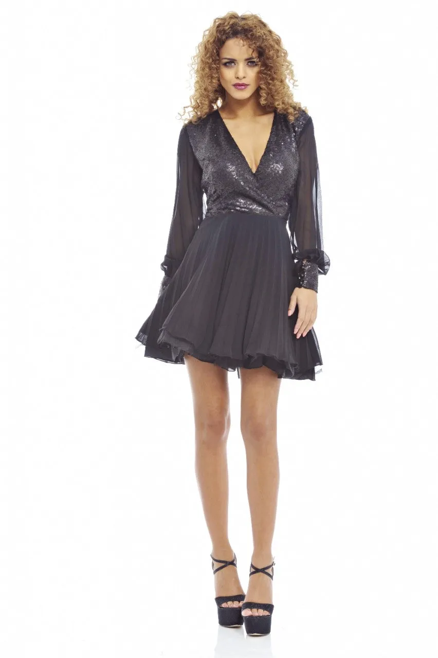 Self Coloured Sequin Kick Out Net Pleat Dress sold by AX Paris product image thumbnail 2