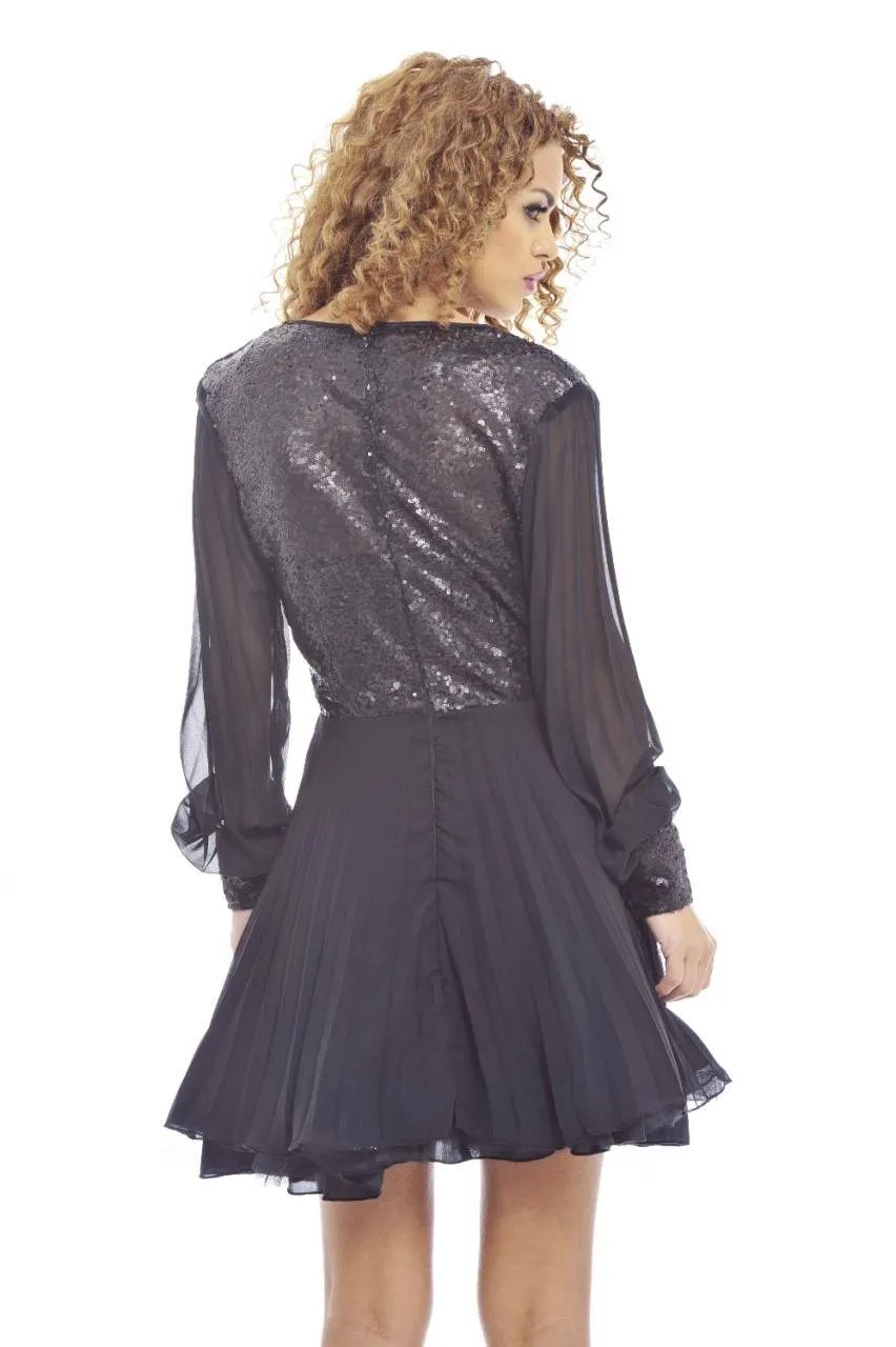 Self Coloured Sequin Kick Out Net Pleat Dress sold by AX Paris product image thumbnail 4