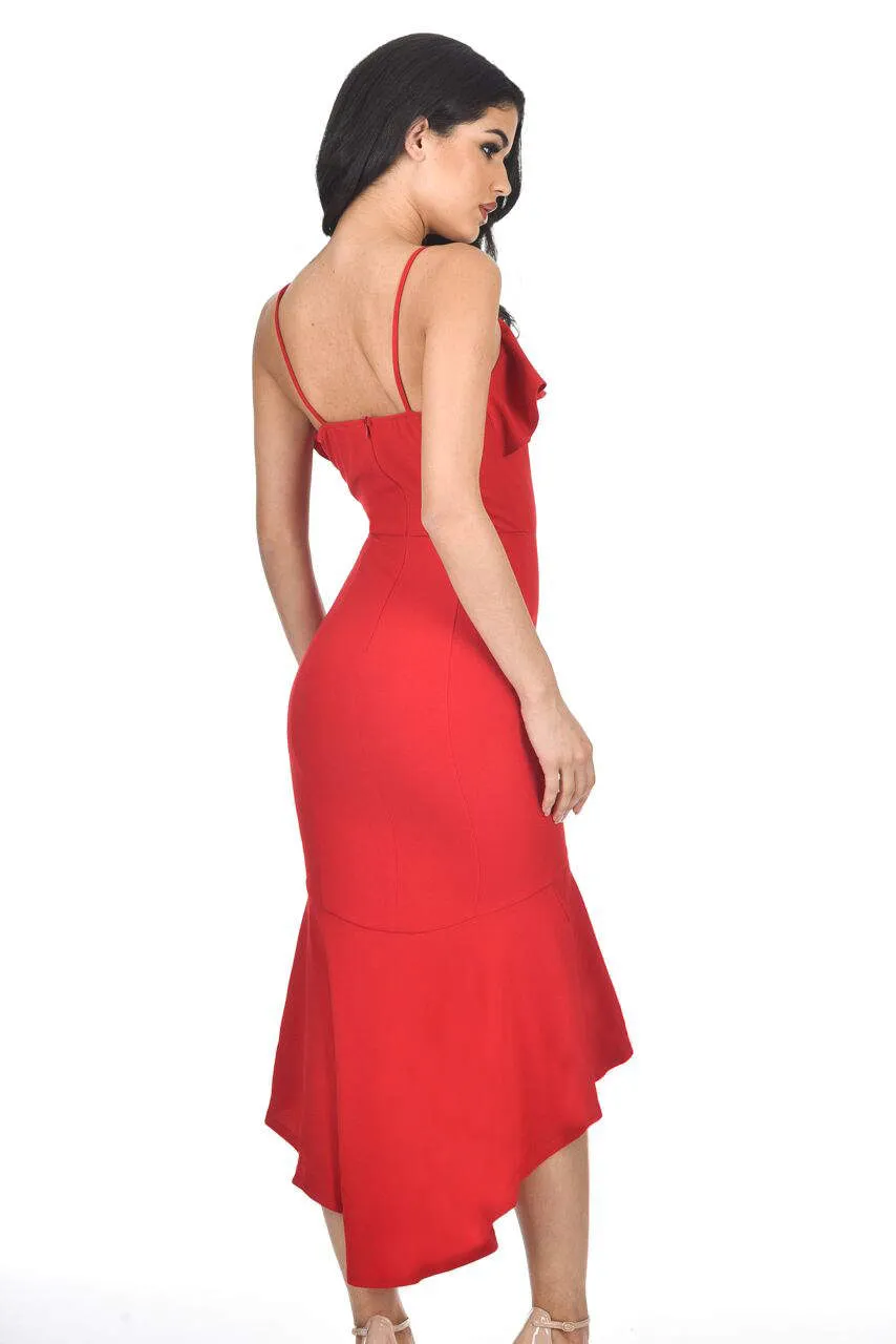 Red Wrap Fishtail Midi Dress sold by AX Paris product image thumbnail 4