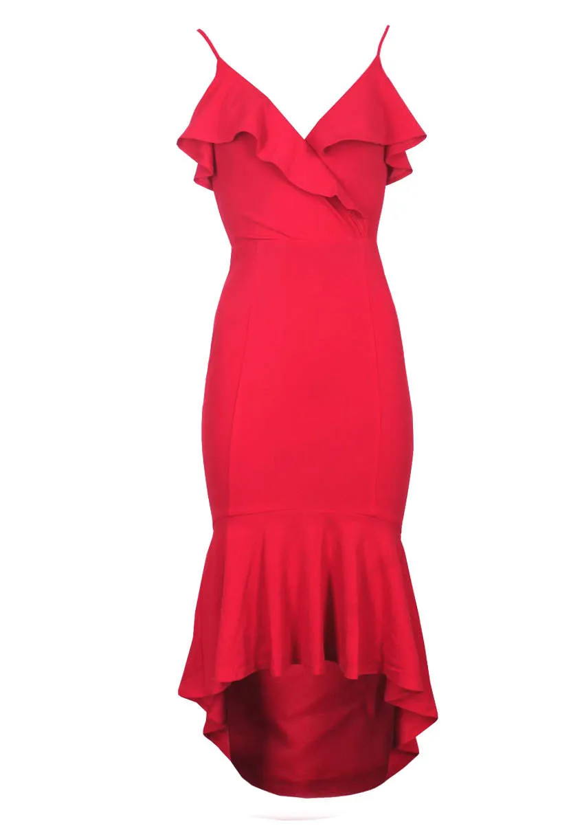 Red Wrap Fishtail Midi Dress sold by AX Paris product image thumbnail 5