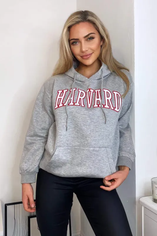 Grey Harvard Printed Hoodie sold by AX Paris