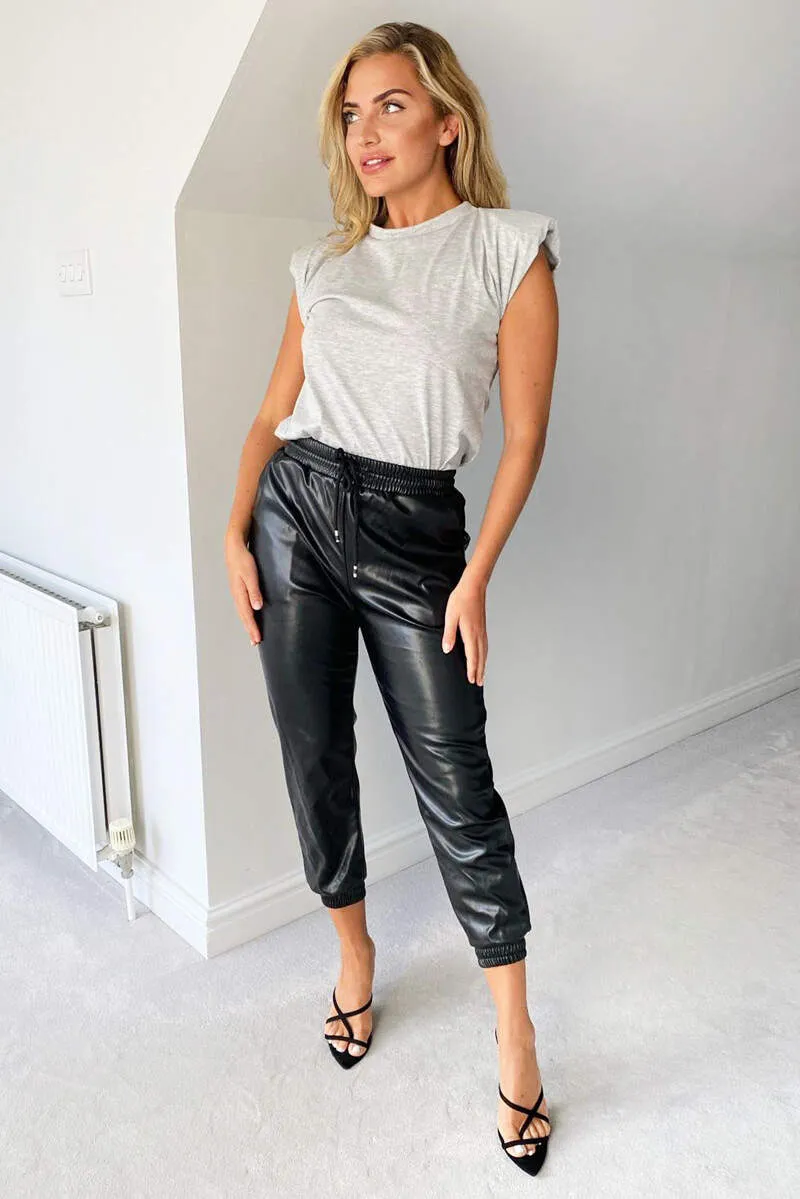 Black Faux Leather Joggers sold by AX Paris product image thumbnail 3