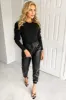 Black Faux Leather Joggers sold by AX Paris