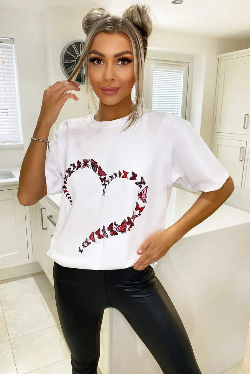 White Butterfly Printed Tee sold by AX Paris