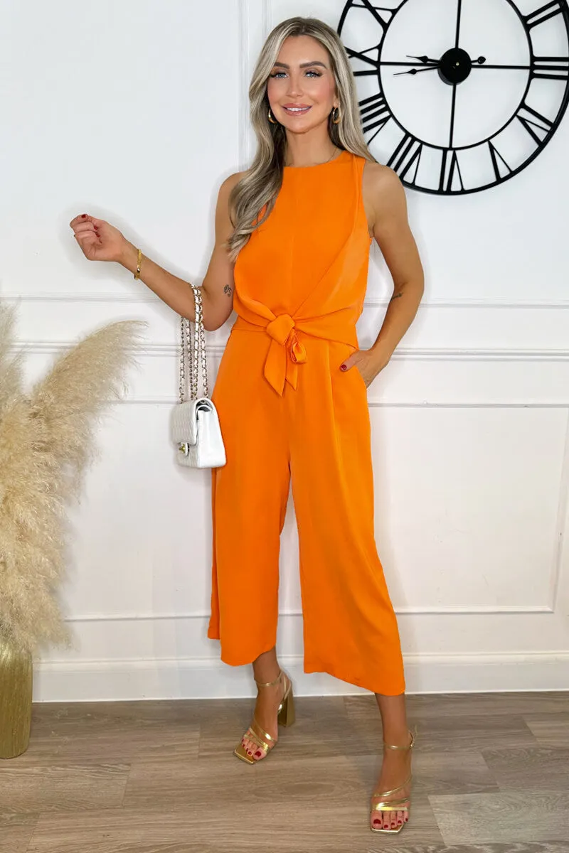 Blood Orange Sleeveless Knot Front Jumpsuit sold by AX Paris product image thumbnail 3