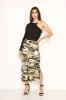 Black Floral Satin Midi Skirt sold by AX Paris