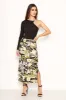 Black Floral Satin Midi Skirt sold by AX Paris
