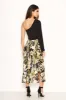 Black Floral Satin Midi Skirt sold by AX Paris