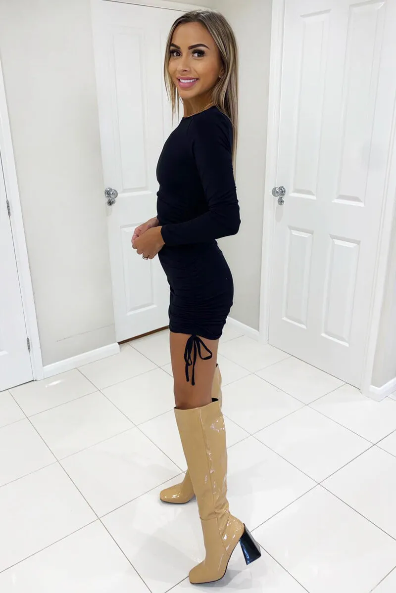 Black Tie Ruched Side Bodycon Dress sold by AX Paris product image thumbnail 3