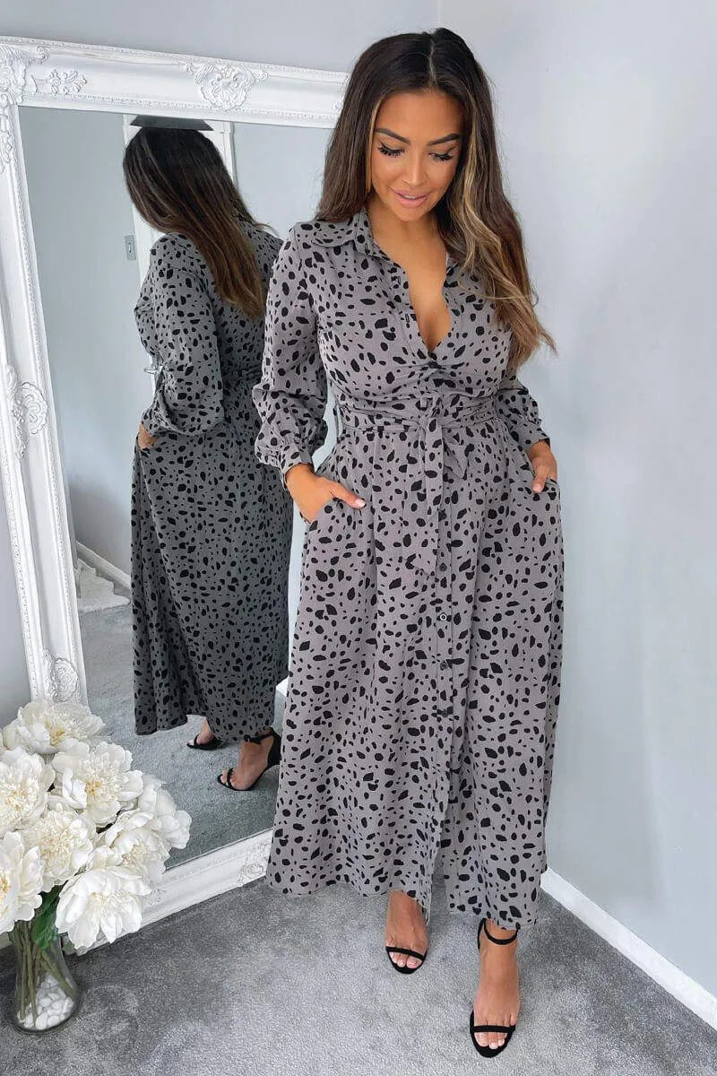 Grey Printed Button Up Midi Dress sold by AX Paris product image thumbnail 5