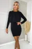 Black Sparkly Long Sleeve Ruched Mini Dress sold by AX Paris