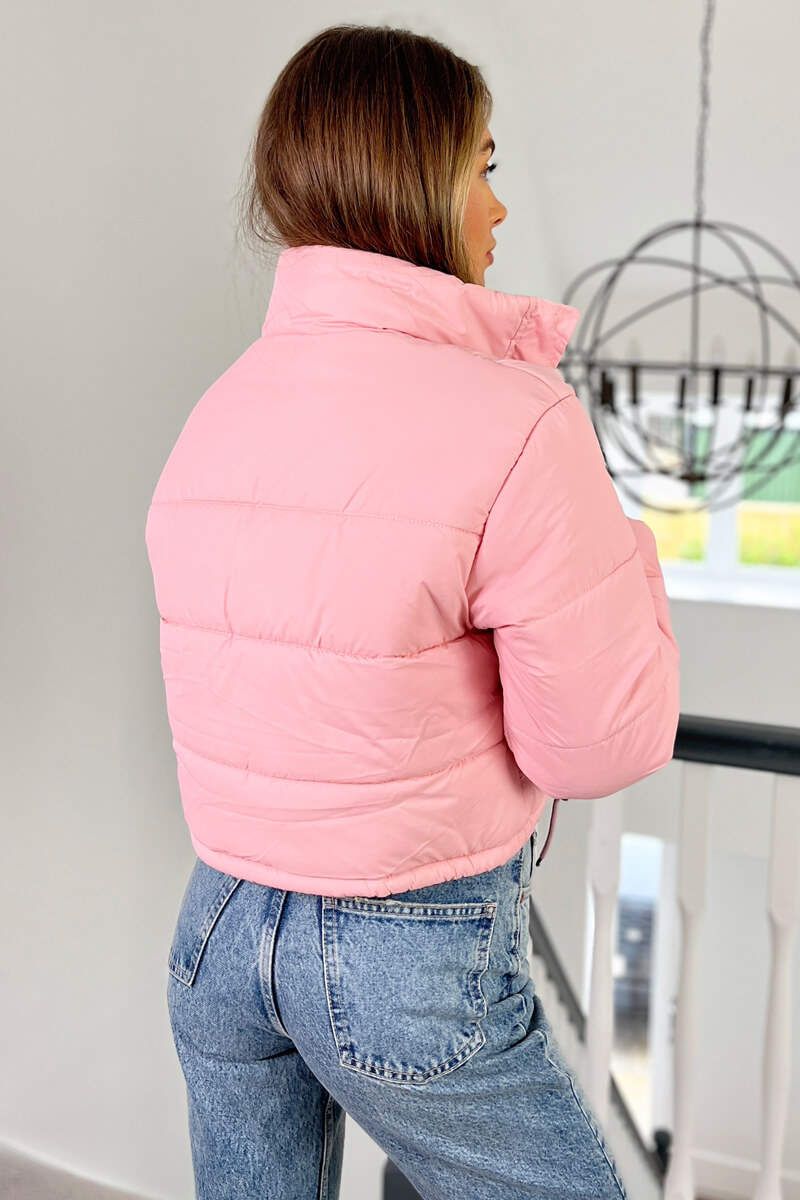 Baby Pink Cropped Puffer Jacket sold by AX Paris product image thumbnail 5