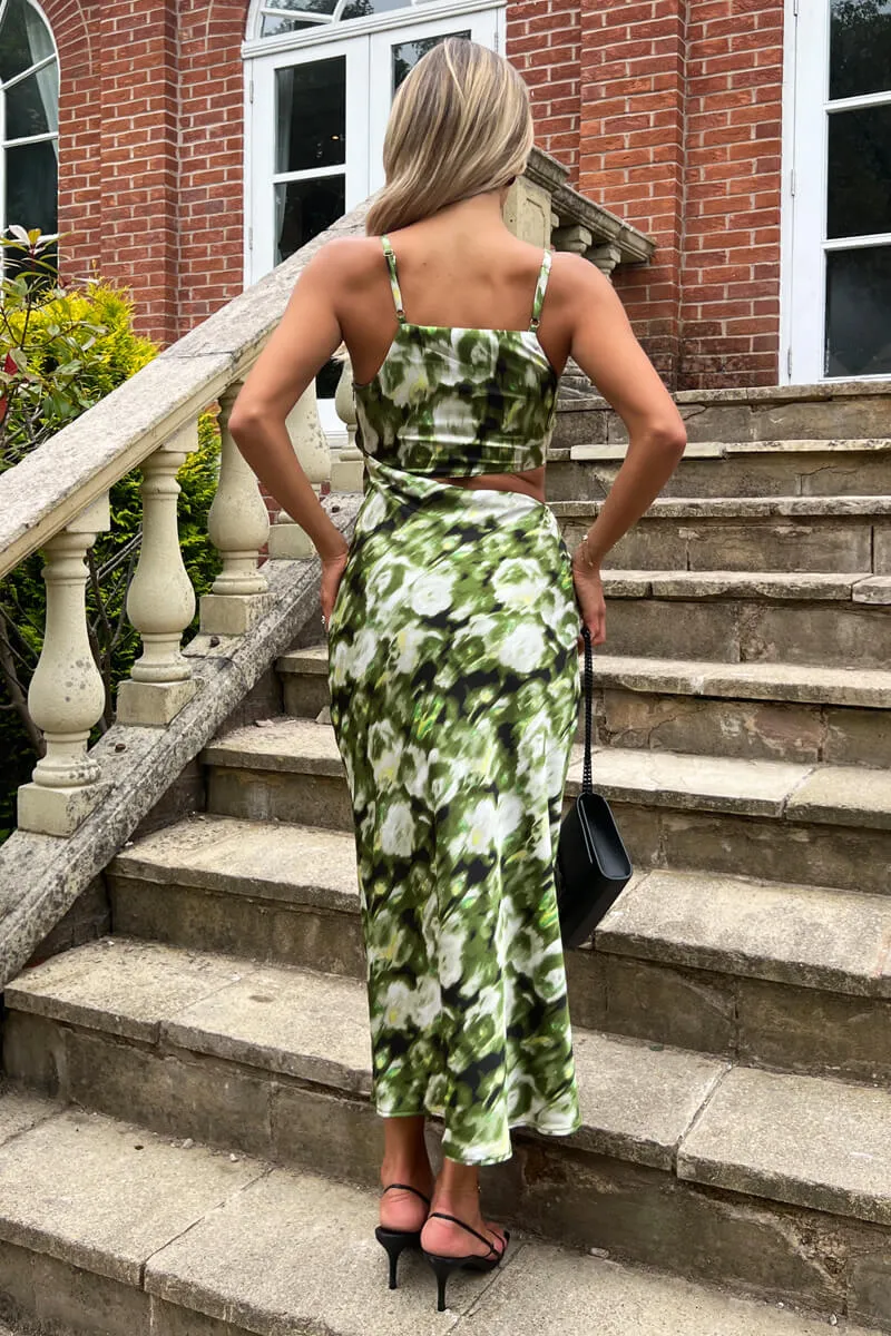 Green Printed Asymmetric Cut Out Midi Dress sold by AX Paris product image thumbnail 5