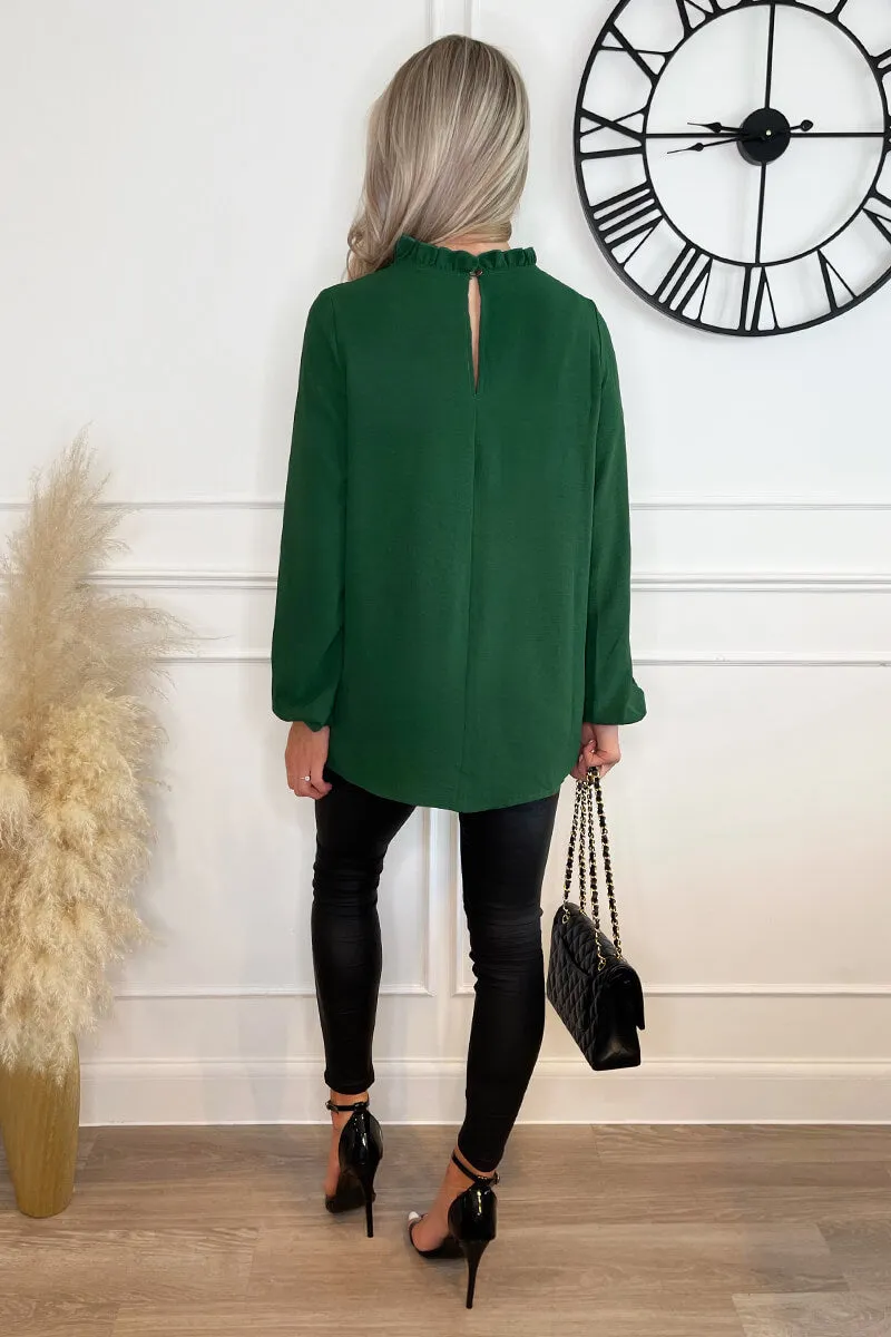 Green Ruffle Neck Long Sleeve Top sold by AX Paris product image thumbnail 3