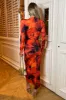 Red Printed Long Sleeve Wrap Midi Dress sold by AX Paris