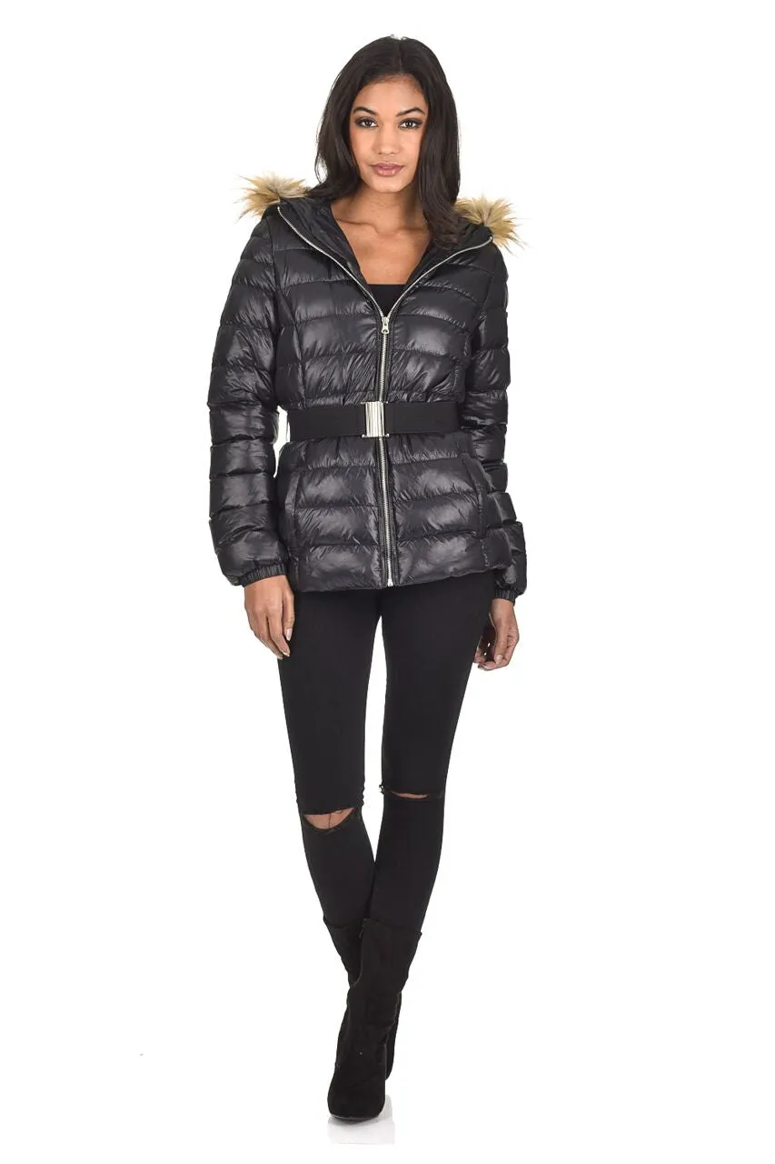 Black Wet Look Puffer Coat sold by AX Paris product image thumbnail 2
