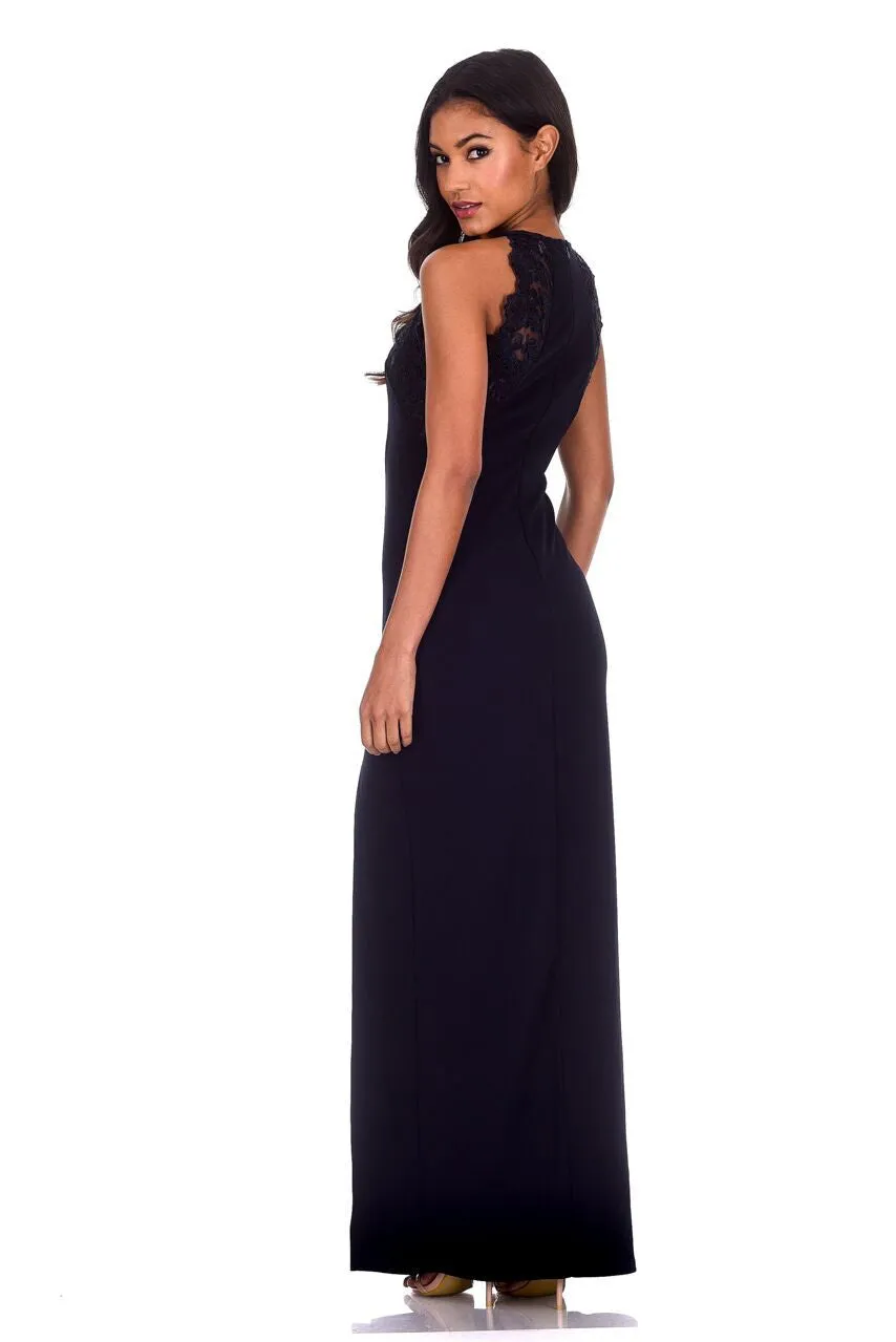 Navy Lace Detail Maxi Dress sold by AX Paris product image thumbnail 3
