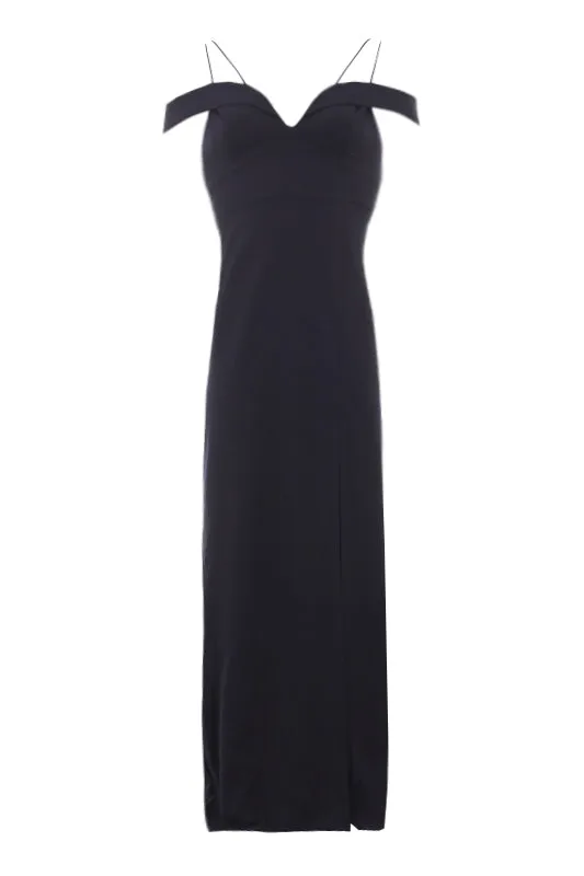 Navy Strappy Off The Shoulder Side Split Maxi Dress sold by AX Paris product image thumbnail 4