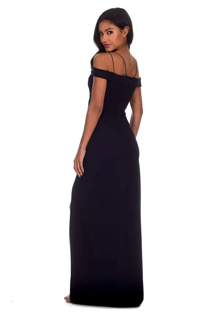 Navy Strappy Off The Shoulder Side Split Maxi Dress sold by AX Paris product image thumbnail 3