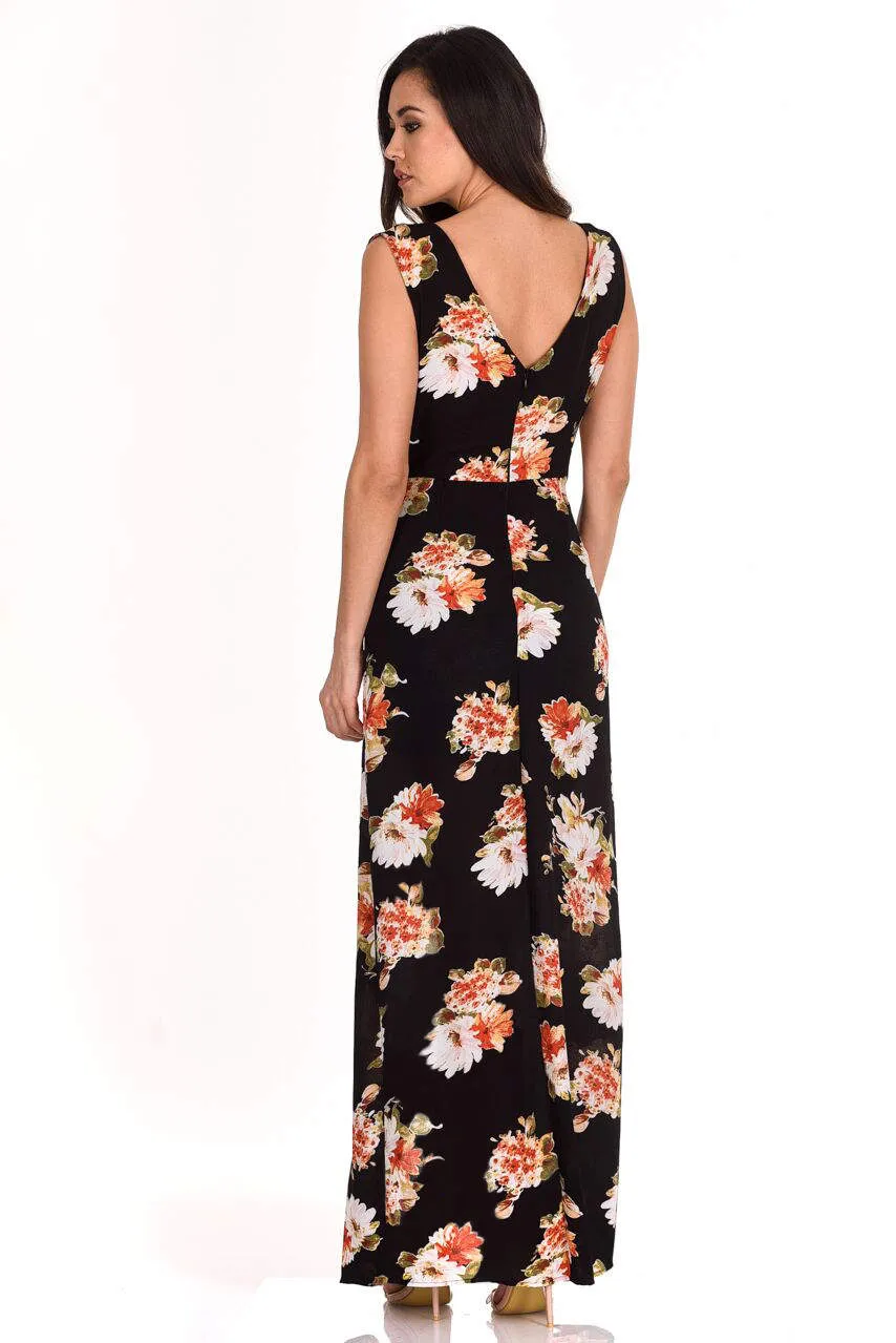 Black Floral Print Wrap Skirt Playsuit sold by AX Paris product image thumbnail 3