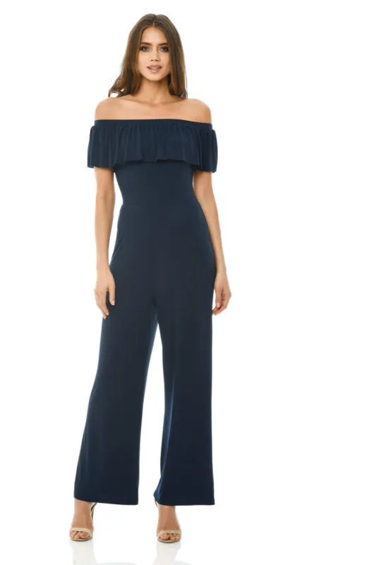 Off Shoulder Slinky Jumpsuit sold by AX Paris