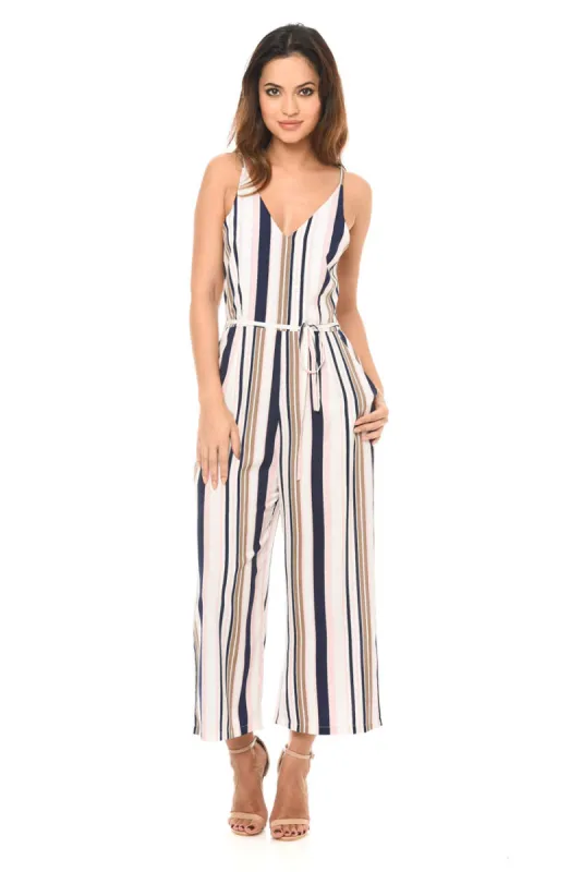 Pinstripe Spaghetti Strap Jumpsuit sold by AX Paris